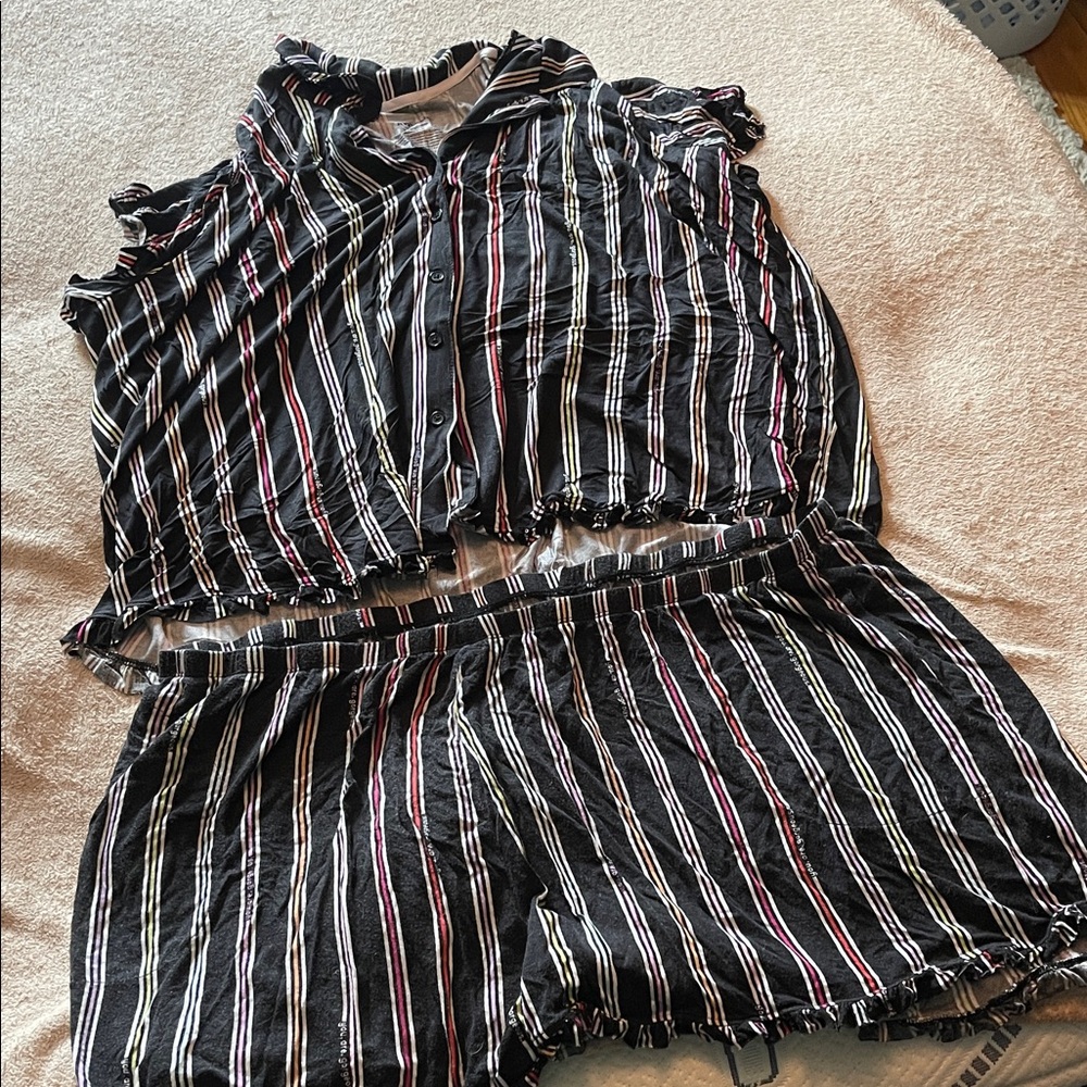 Striped Black and White Two-Piece Set 3X